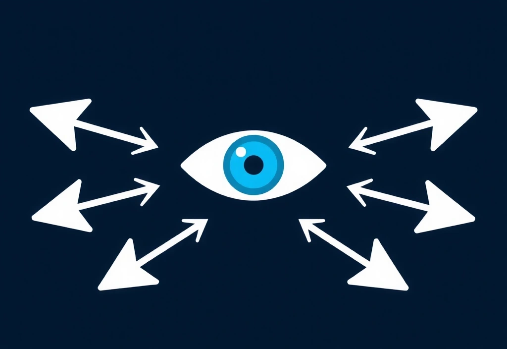 Icona di un occhio con frecce che indicano il tracciamento, simbolo di cookie di profilazione e marketing.