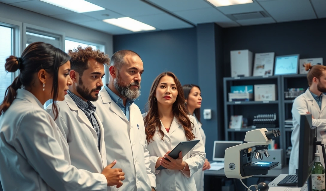Immagine di un gruppo di scienziati che lavorano in un laboratorio avanzato