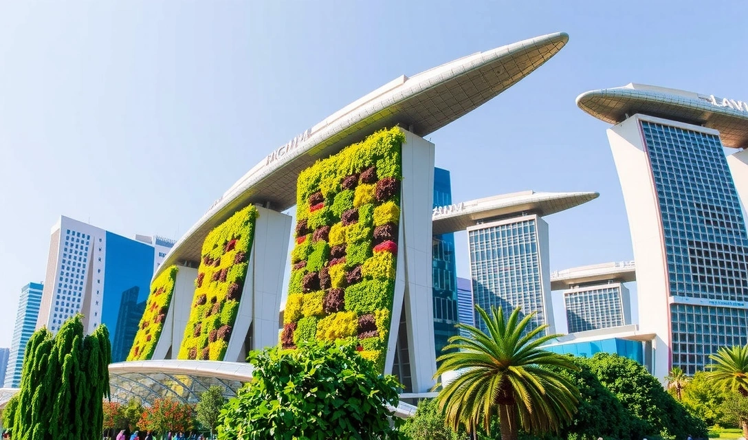 Immagine di un paesaggio urbano con architettura futuristica