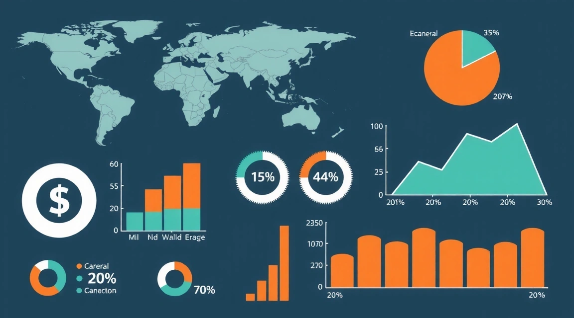 Grafici e infografiche che rappresentano tendenze economiche globali