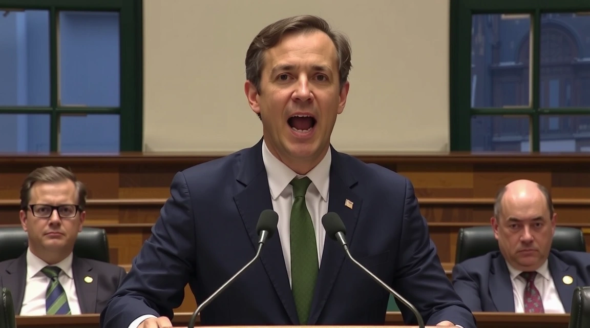 Politico italiano che tiene un discorso in parlamento