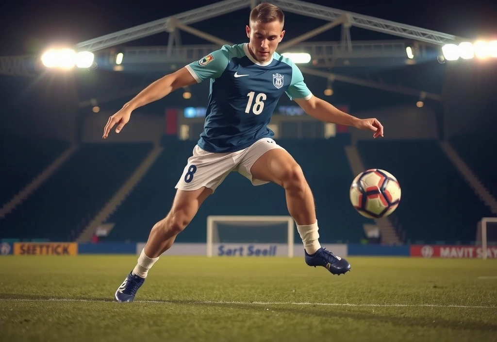 Calciatore in azione durante una partita intensa