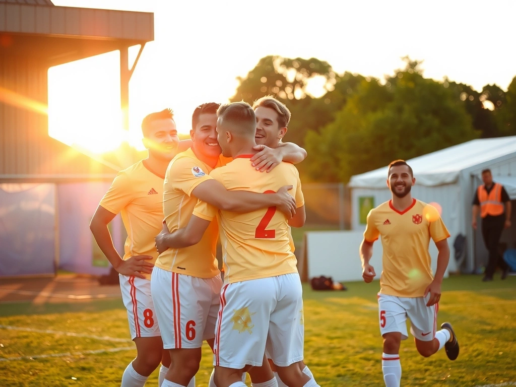 Momento di esultanza di una squadra di calcio dopo un gol