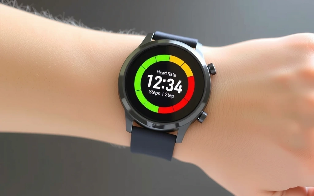 Smartwatch con quadrante digitale che mostra dati sulla salute