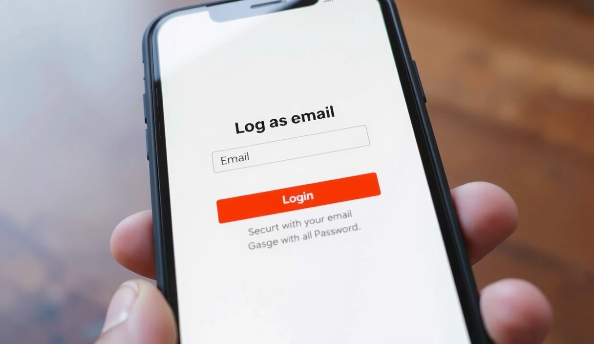 Schermata di login su un dispositivo mobile, con campi per email e password.